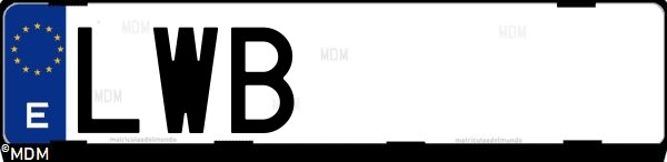 Matrícula española LWB, correspondiente al año 2022