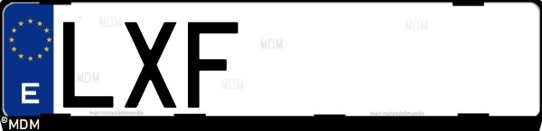 Matrícula española LXF, correspondiente al año 2022
