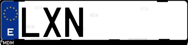 Matrícula española LXN, correspondiente al año 2022