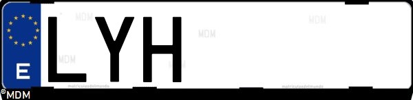 Matrícula española LYH, correspondiente al año 2022