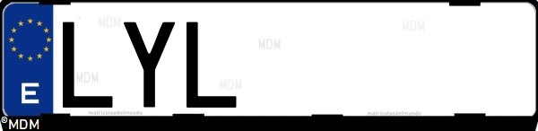 Matrícula española LYL, correspondiente al año 2022