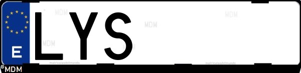 Matrícula española LYS, correspondiente al año 2022