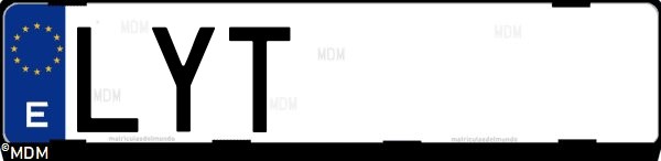 Matrícula española LYT, correspondiente al año 2022