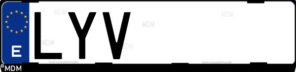Matrícula española LYV, correspondiente al año 2022