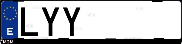 Matrícula española LYY, correspondiente al año 2022