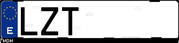 Matrícula española LZT, correspondiente al año 2022