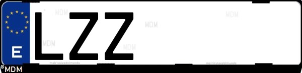 Matrícula española LZZ, correspondiente al año 2022