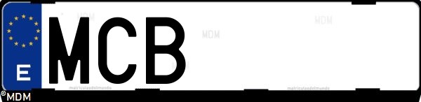 Matrícula española MCB, correspondiente al año 2022