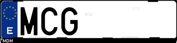 Matrícula española MCG, correspondiente al año 2022