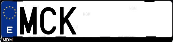 Matrícula española MCK, correspondiente al año 2022