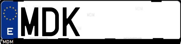 Matrícula española MDK, correspondiente al año 2023