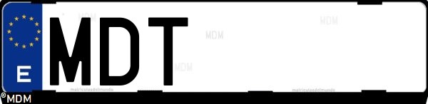 Matrícula española MDT, correspondiente al año 2023
