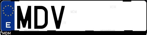 Matrícula española MDV, correspondiente al año 2023