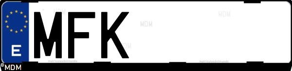 Matrícula española MFK, correspondiente al año 2023