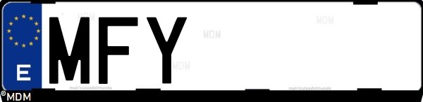 Matrícula española MFY, correspondiente al año 2023