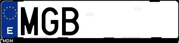 Matrícula española MGB, correspondiente al año 2023
