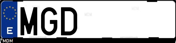 Matrícula española MGD, correspondiente al año 2023
