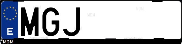Matrícula española MGJ, correspondiente al año 2023