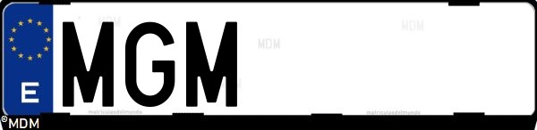 Matrícula española MGM, correspondiente al año 2023