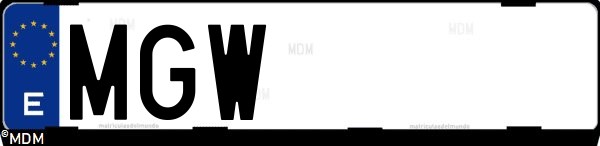 Matrícula española MGW, correspondiente al año 2023