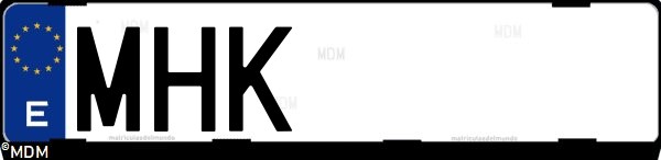 Matrícula española MHK, correspondiente al año 2023