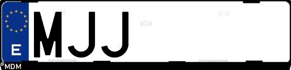 Matrícula española MJJ, correspondiente al año 2023