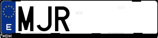 Matrícula española MJR, correspondiente al año 2023