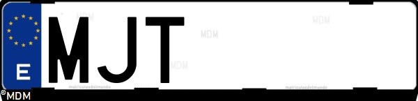 Matrícula española MJT, correspondiente al año 2023