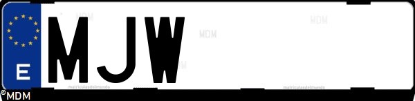 Matrícula española MJW, correspondiente al año 2023