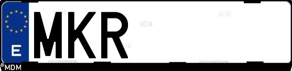 Matrícula española MKR, correspondiente al año 2023