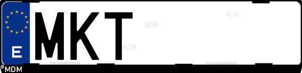 Matrícula española MKT, correspondiente al año 2023