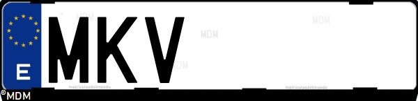 Matrícula española MKV, correspondiente al año 2023