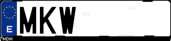 Matrícula española MKW, correspondiente al año 2023