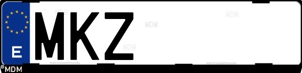 Matrícula española MKZ, correspondiente al año 2023