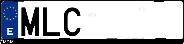 Matrícula española MLC, correspondiente al año 2023