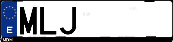 Matrícula española MLJ, correspondiente al año 2023