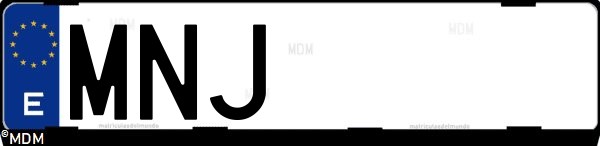 Matrícula española MNJ, correspondiente al año 2024