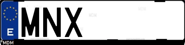Matrícula española MNX, correspondiente al año 2024