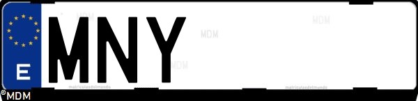 Matrícula española MNY, correspondiente al año 2024