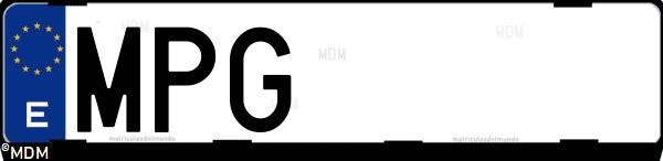 Matrícula española MPG, correspondiente al año 2024
