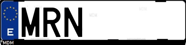 Matrícula española MRN, correspondiente al año 2024