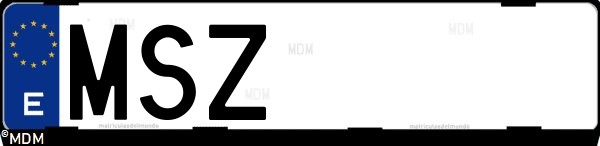 Matrícula española MSZ, correspondiente al año 2024