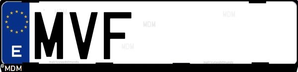Matrícula española MVF, correspondiente al año 2024