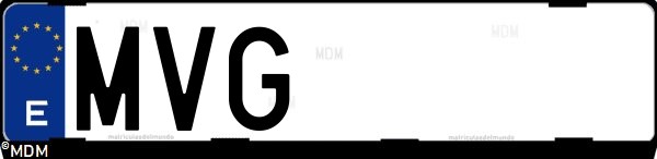 Matrícula española MVG, correspondiente al año 2024