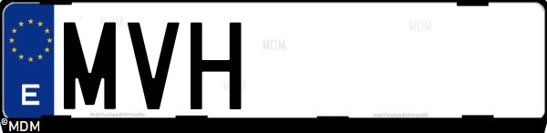 Matrícula española MVH, correspondiente al año 2024