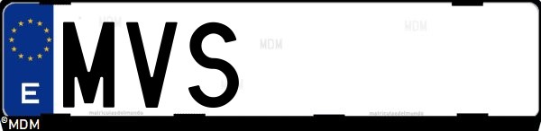 Matrícula española MVS, correspondiente al año 2024
