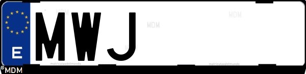 Matrícula española MWJ, correspondiente al año 2024