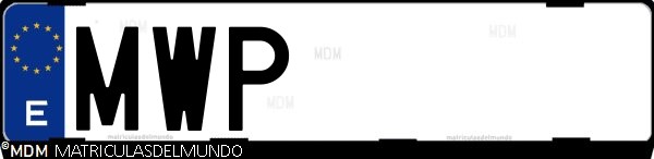 Matrícula española MWP, correspondiente al año 2024