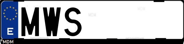 Matrícula española MWS, correspondiente al año 2024