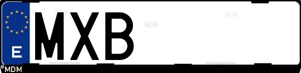 Matrícula española MXB, correspondiente al año 2024